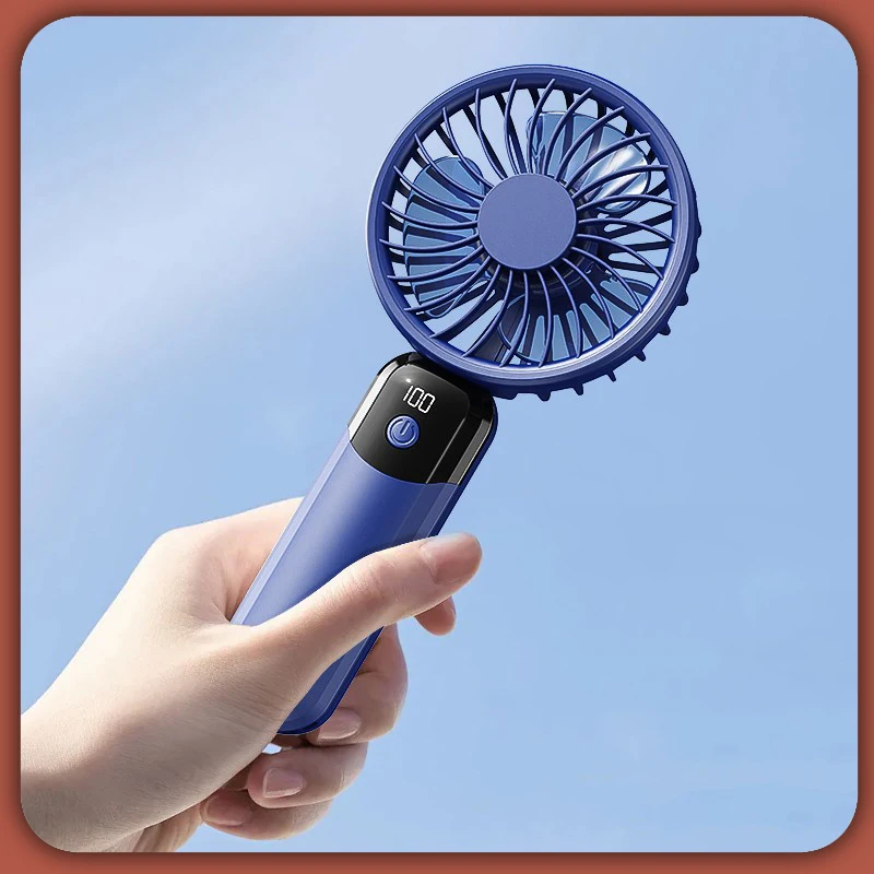 Mini Portable Handheld Fan: LED Display, 3-Speed Strong Wind, Fan Rechargeable Portable, Sleek Design for Travel/Camping/Office