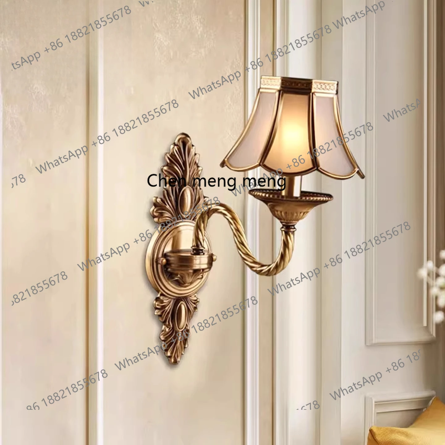 

Single head American all-copper candle wall lamp staircase TV background wall balcony corridor lamp mirror front wall lamp