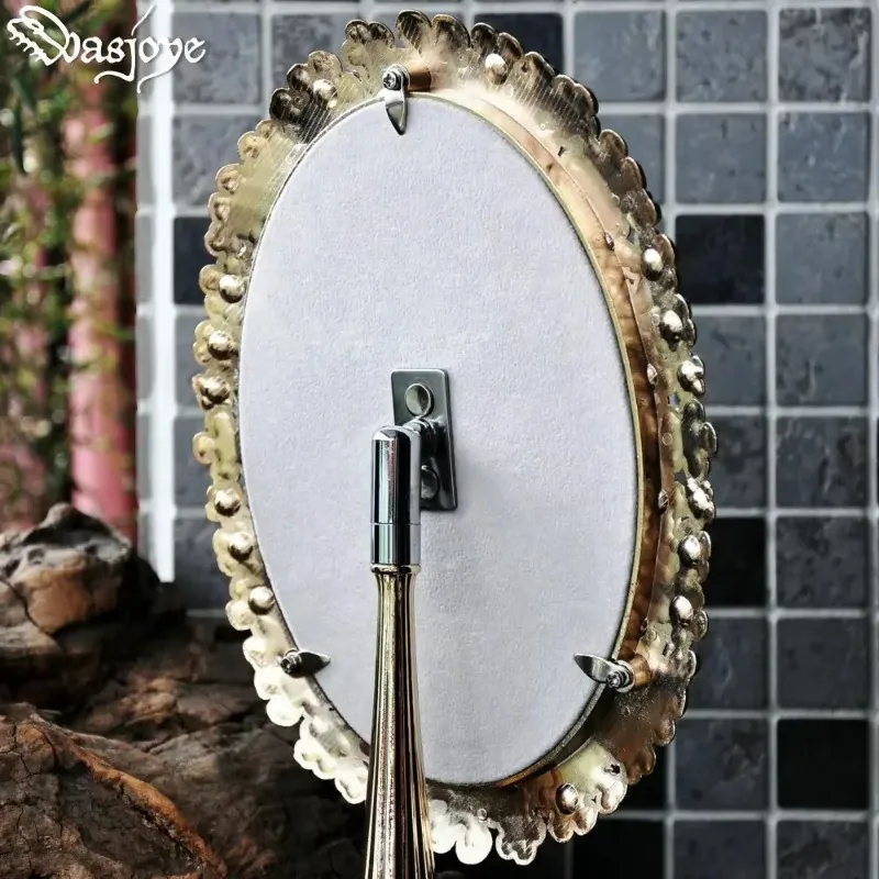 Zinc Alloy Single-Sided Mirror  Hand-Painted Floral Table Mirror Vintage Princess Makeup Mirror Pastoral Dressing Table Mirror