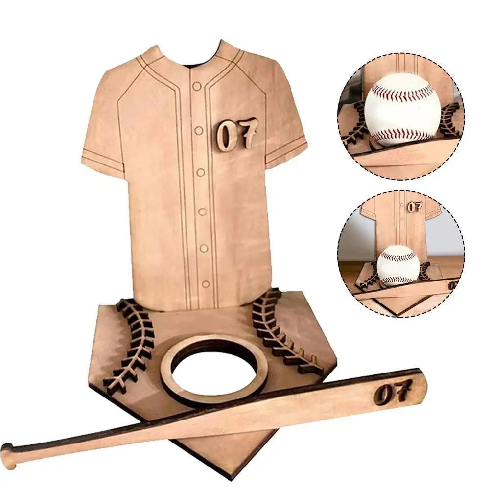 

2023 New Simple And Personalized Wooden Baseball Logo Sleeved Display Desktop Rack Indoor Short Storage S7Q5