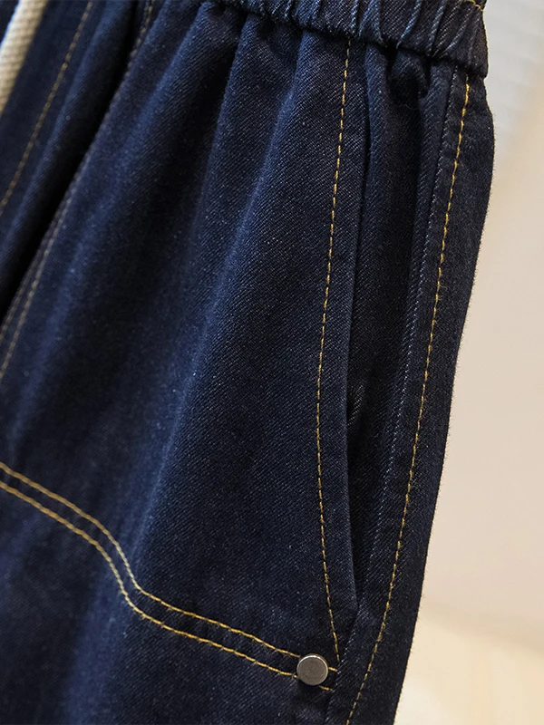 

plus Size Women's Elastic Waist Denim Shorts Wide Leg Pants High Waist Casual Summer Fashion plus Size Ladies' Jeans Shorts