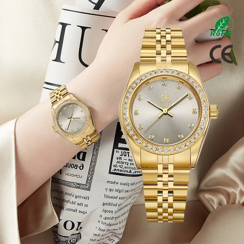 

Shengke K0156 Gold Alloy Wrist Reloj Mujer Luxury Brand Classic Design Women Quartz Watch relojes de mujer