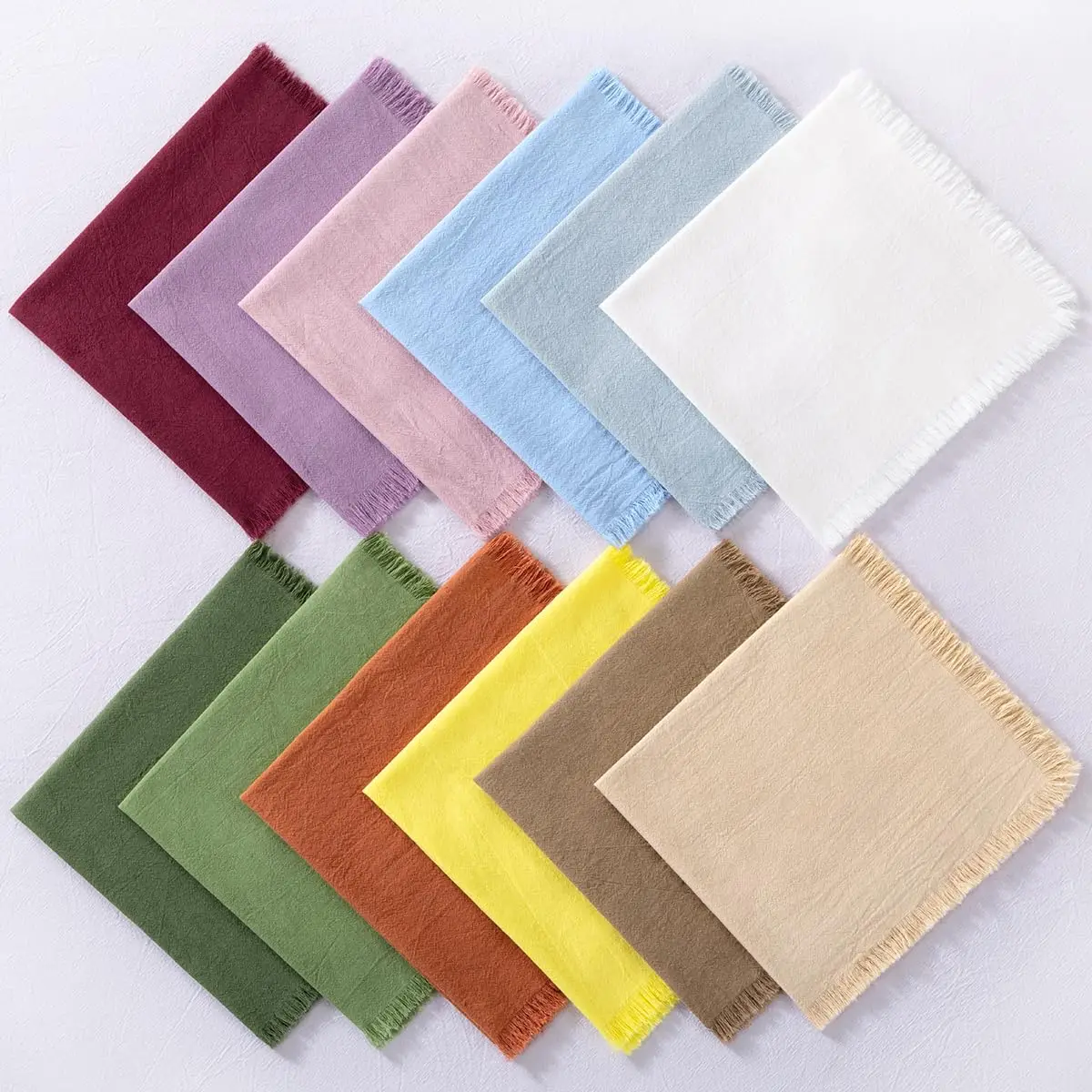 6-50PCS Sage Green Cotton Cloth Napkins Reusable Wedding Party Christmas Retro Burrs Tea Towels Large Size Napkins Table Decor