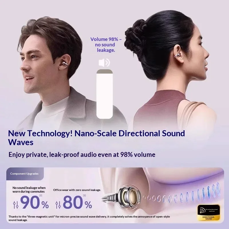Senhomtog S6Clip Bluetooth Ear Clip Earphones Open Ear Design Spatial Audio Stereo Sound For Workout Running