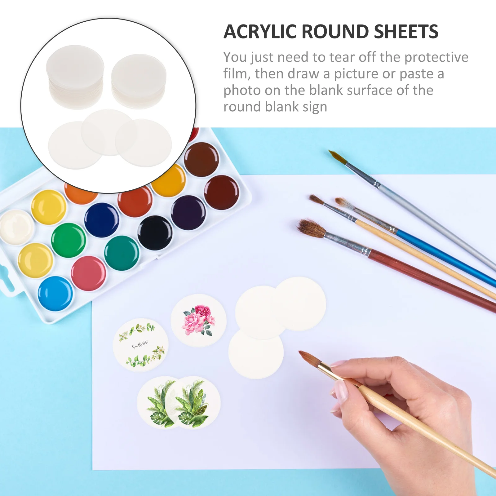 

30Pcs Transparent Acrylic Round Sheets Clear DIY Painting Discs Multi-Function Acrylic Blanks for Handicraft Decoration