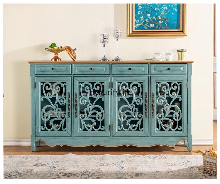 

ld25American rural solid wood living room display shoe cabinet multi-functional side locker