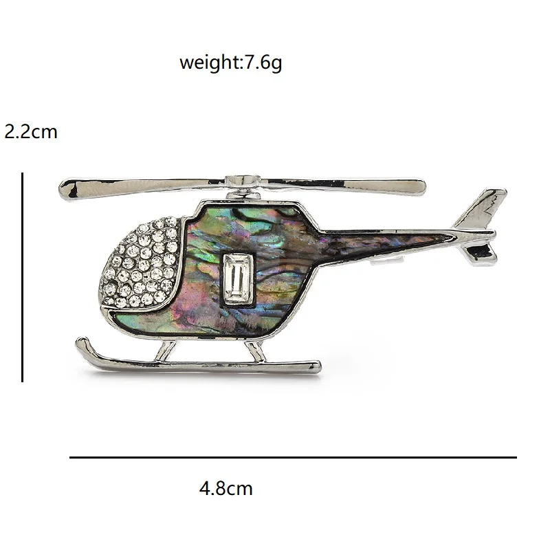 Wuli&baby Abalone Shell Helicopter Brooches For Women Men Lovely Alloy Airplane Party Casual Brooch Pins Gifts - Detail 1