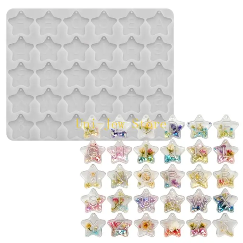 

40GB Silicone Charm Mold Pendant Molds for Jewelry Making Letter Star Decorations
