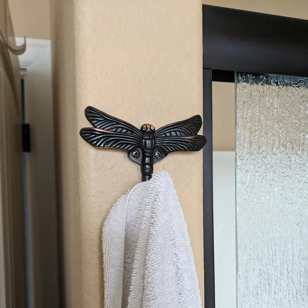 Dragonfly Wall Hooks Coat Rack Towel Hooks Jacket Holder Bathrobe Rack Key Hooks Backpack Hanger Tool Holder Pet Leash Hanger