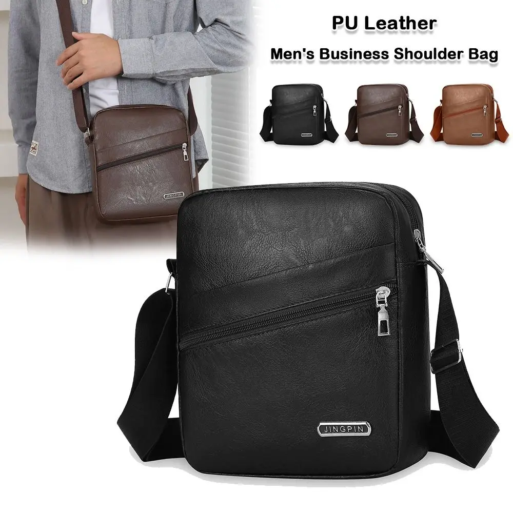 Casual PU Men's Business Shoulder Bag Waterproof Multifunctional Male Handbag Mobile Phone Bags