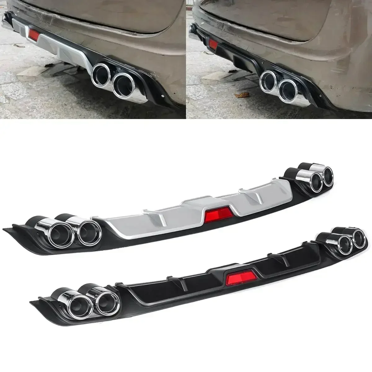 Universal Car Rear Bumper Diffuser Lip Canard For BMW E46 E60 E90 for Ford Focus 2 for Audi A3 Car-Styling ABS Plastic Body Kit view 2