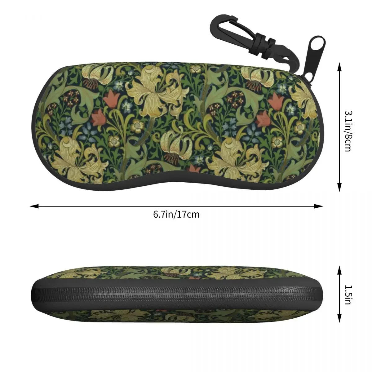 William Morris Company Sunglasses Case Neoprene Zipper Floral Textile Pattern Shell Eyeglass Case Protective Box For Glasses