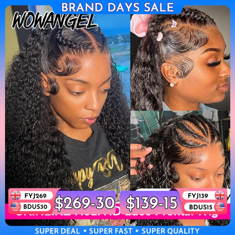 Wow Angel HD Lace Frontal Wigs 250% 13X6 Lace Front Wigs Water Wave HD Lace Closure Curly Wig Full Lace Human Hair Wig For Woman