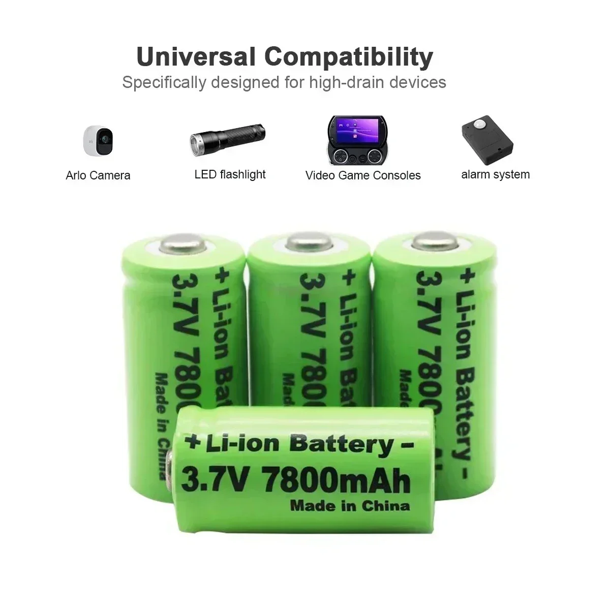 7800mAh Rechargeable 3.7V Li-ion 16340 Batteries CR123A Battery for LED Flashlight Travel Wall Charger 16340 CR123A Battery