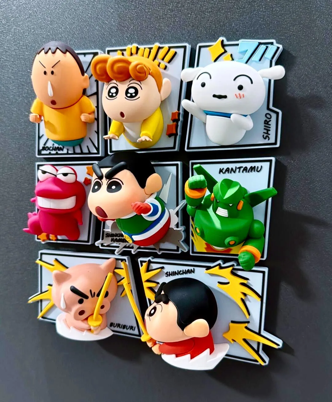 Original Crayon Shin-chan Comic Series Fridge Magnet Blind Box, Cute 3D Magnetic Figure, Mystery Box, Gift Ornament