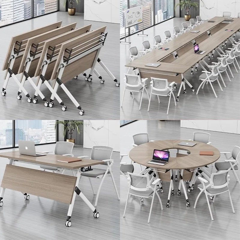 Folding conference table, simple and modern combination, mobile splicing training, long tables and chairs, educational