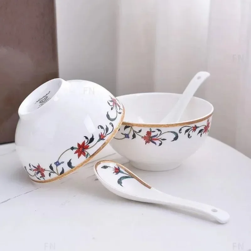 Imagem -04 - Peacock Garden Bone Porcelain Bowl Japonês Tigelas e Colheres Combination Grupo High End Household Gift Box Dinner Bowls