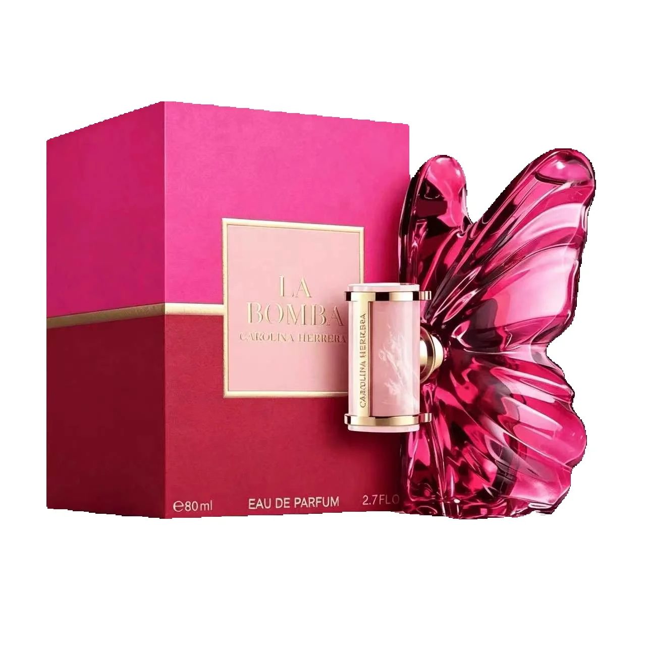 Carolina Herrera La Bomba EDP 80 ml, ein blumiges Parfüm für Damen – ein fruchtiger Duft, der an Lebensmittel erinnert – mit Schmetterlingsdesign – ideal für Partys, Abendessen, Verabredungen und als