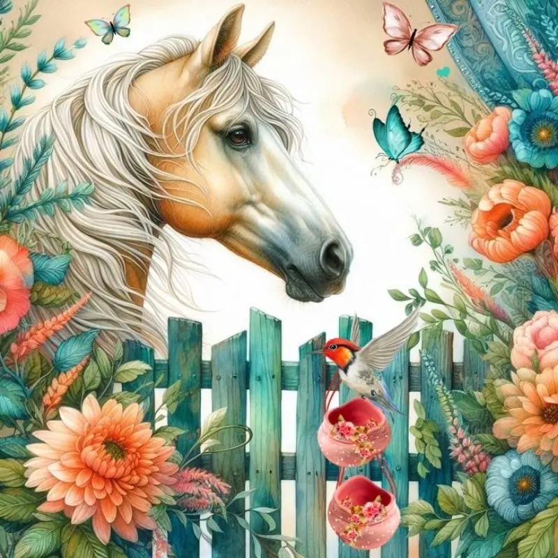 

Flowers Horse AB Diamond Painting Kits Photo Art 5d Diy Full Square Round Mosaic Cross Stitch Embroidery Home Decor Gift