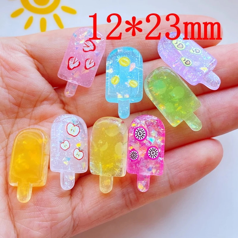 10Pcs New Kawaii Cute Mini Popsicle Flat Back Resin Cabochons Scrapbooking DIY Jewelry Craft Decoration Accessorie