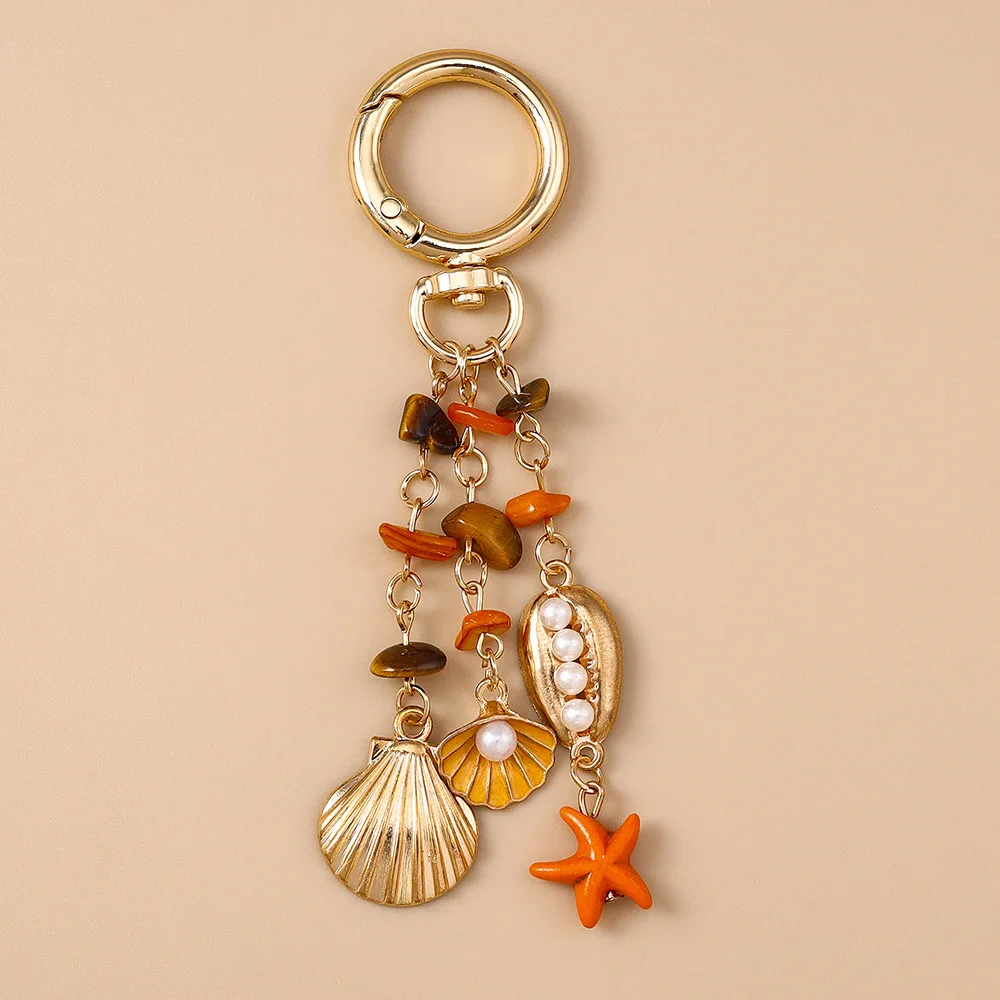 

Personalized Ocean Keychain 2025 - Starfish Shell Seahorse sea shell Pendant, Fashion Backpack Key Ring Jewelry Gift