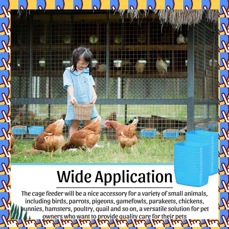 

20 Pieces Cage Cups Chicken Feeder Waterer Cups 18 Oz Pigeon Feeder Plastic Bird Cage Cups Hanging Bunny Feeder Blue Durable