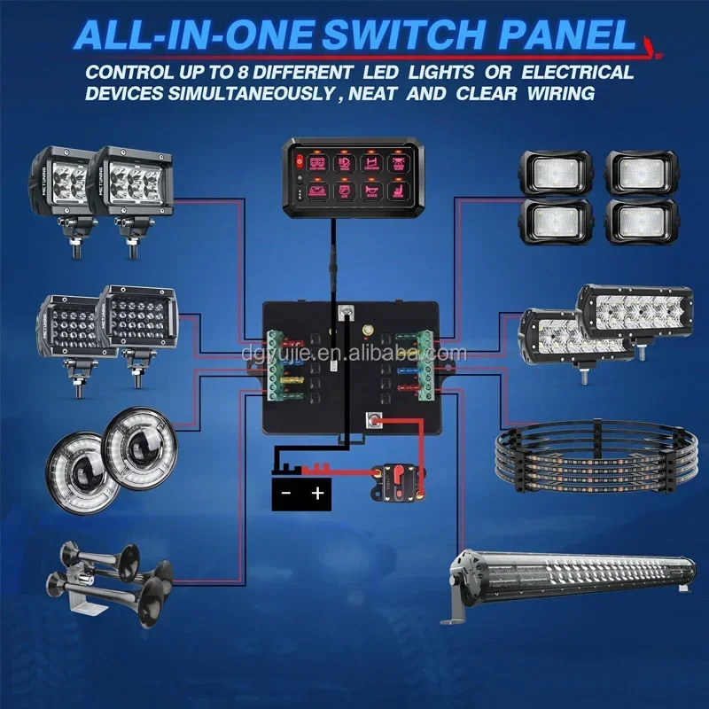 12 Gang Switch Panel Switch Pod Control up to 12 Different Auxiliary LED Lights Light Bar Fog Whip Fan Offroad