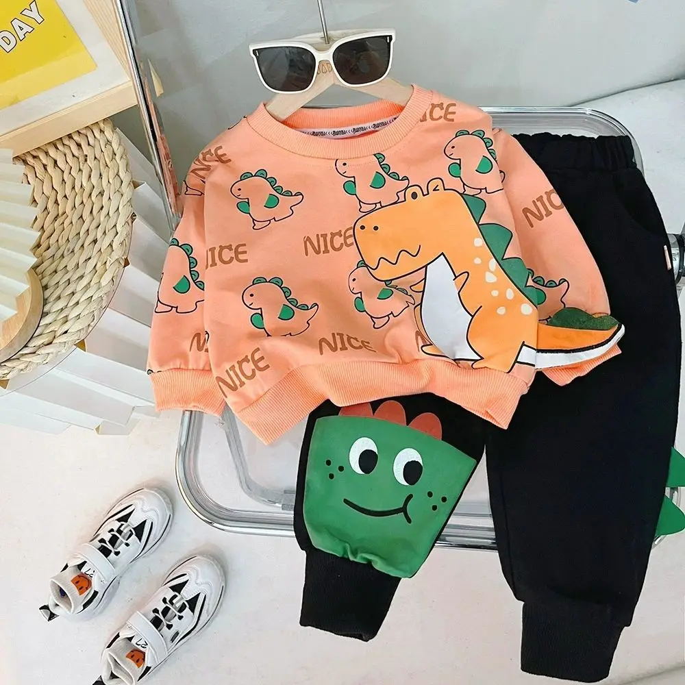 

Child Boys Outfits Kids Baby Boys 2PCS Clothes Set Cotton Cartoon Pattern Pullovers Loose Pants Suit