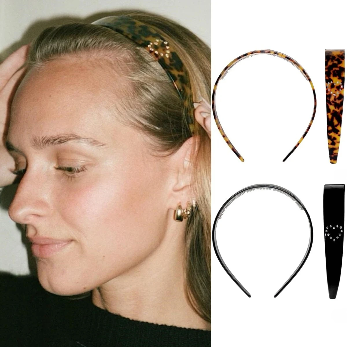 Simple Hairband for Women Hair Styling Rhinestone Heart Flower Tortoiseshell Acetate Makeup Wash Face Headband Hair Accessories