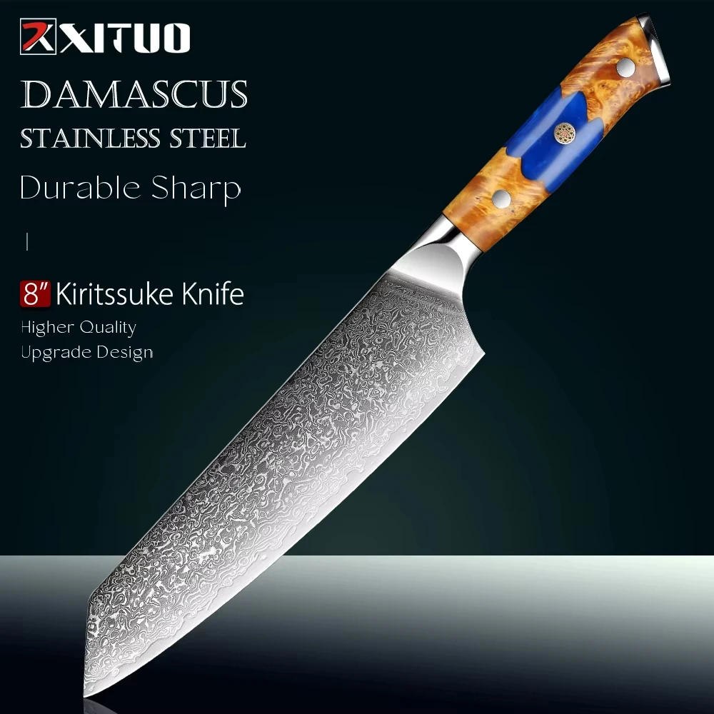 XITUO Traditional Kiritsuke Knife 67-Layer Damascus Steel Japanese Kitchen Chef Knife Multi-Purpose Slicing Sashimi &Sushi Knife