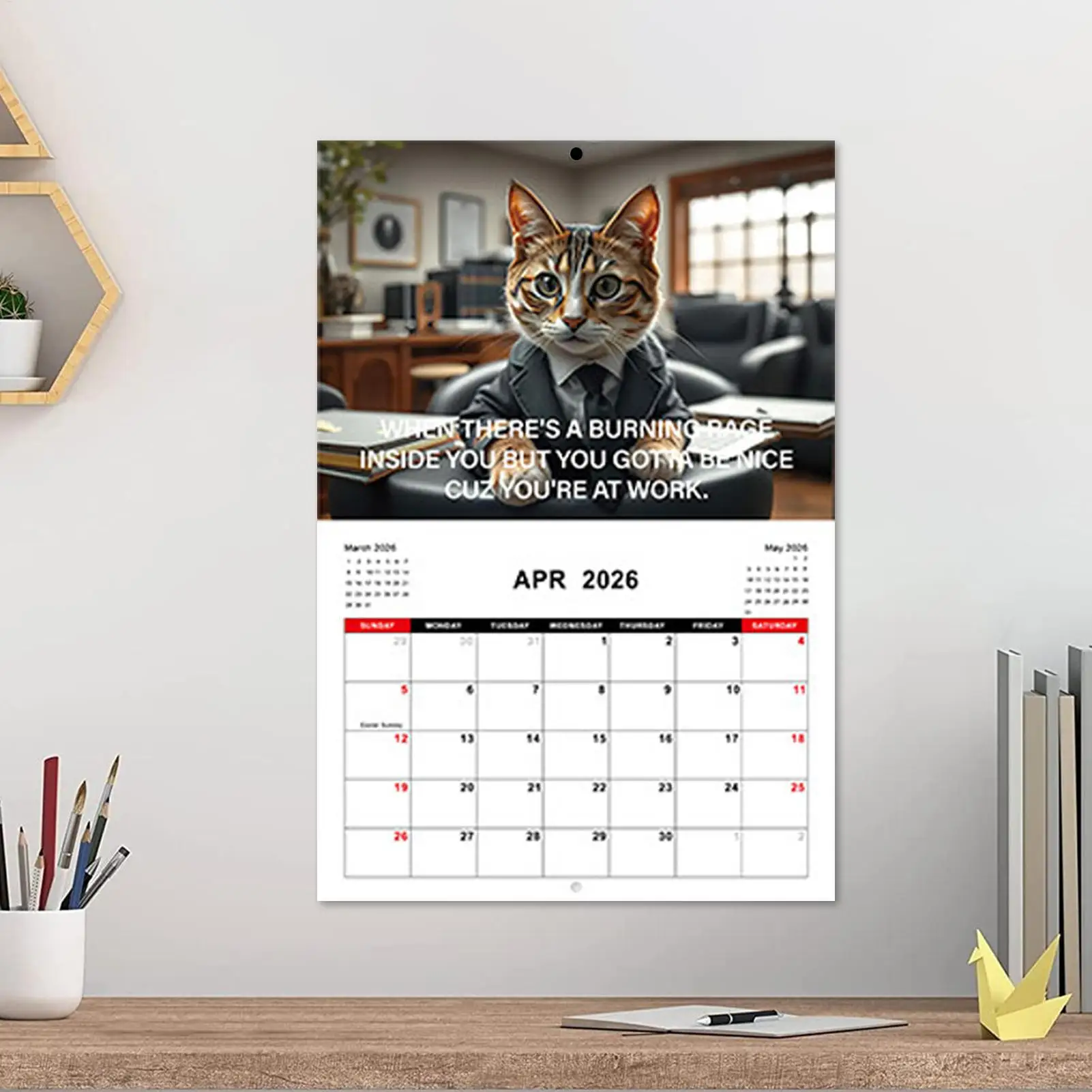 Calendario per gatti 2026 Calendario da parete verticale per gatti 2026 Design per gattini aziendali Organizzatore per agenda familiare per scrivania Cucina da tavolo