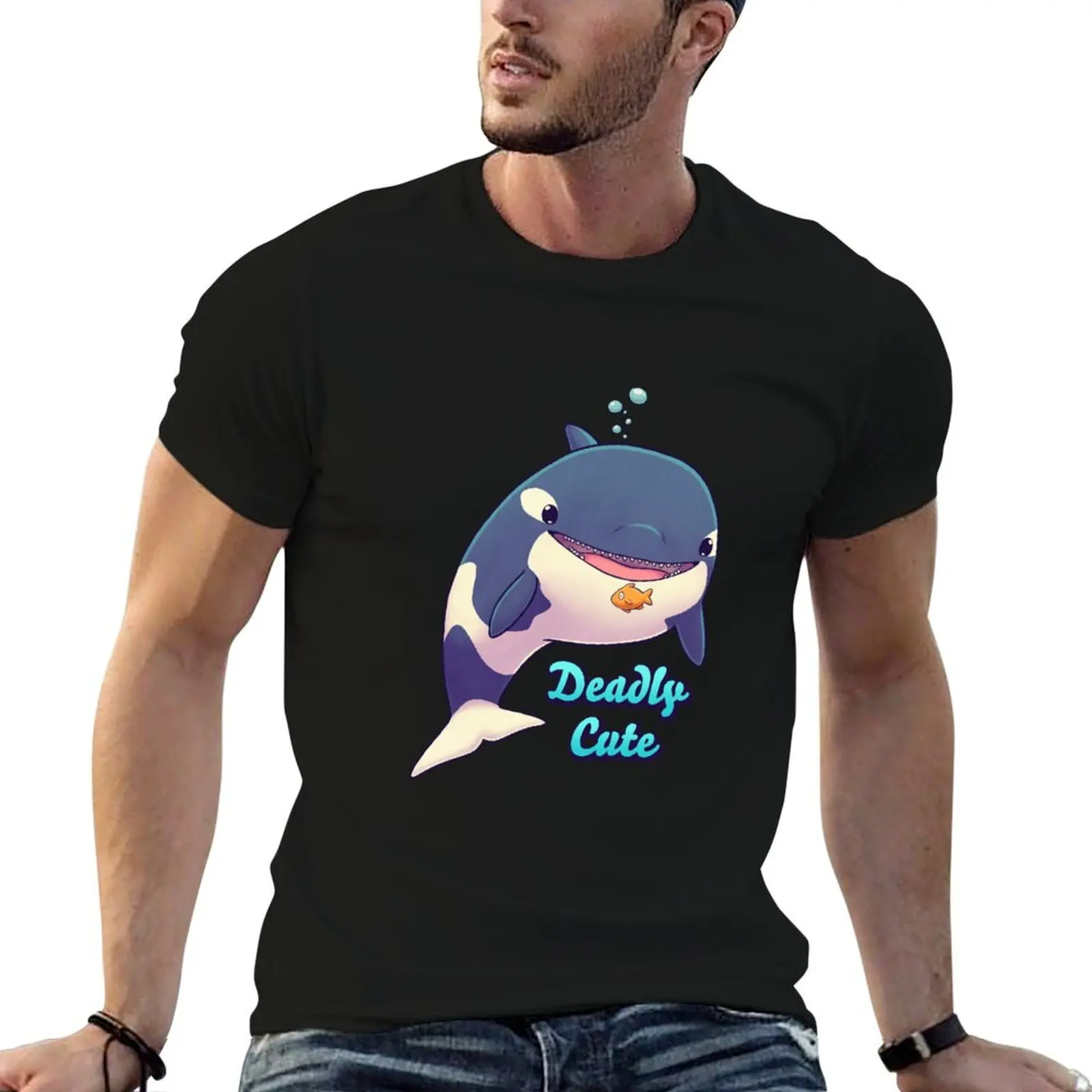 Dodelijke schattige Orca//Kawaii walvis, zeeleven, dieren T-shirt goedkope dingen effen douane zomerkleding heren katoenen t-shirts