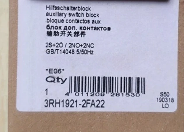 

Совершенно новый 1 шт. вспомогательный контактор 3RH1921-2FA22, в наличии, быстрая доставка