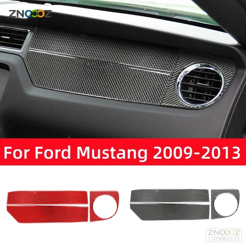 

Аксессуары для Ford Mustang 2009-2014, внутренняя отделка из углеродного волокна, передняя панель пассажира, декоративная наклейка, Обложка