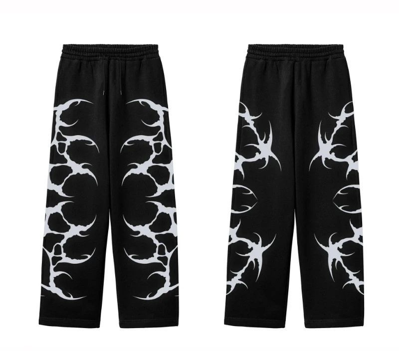 

Hauntrex Shadow Брюки Городская паутина Графический узор Graystreet Спортивные штаны Брюки Свободные повседневные брюки с широкими шнурками на талии