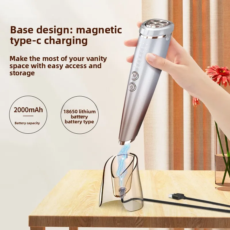 Home‑Use Portable Facial Beauty Device Multi‑Mode Cleansing EMS Massage LED Light Instrument for Face Eye Daily Skin Care Tool