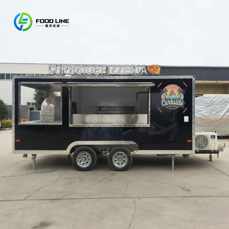 스테인리스 스틸 푸드 트레일러 이동식 패스트 피자 푸드 트럭 완비된 주방 미국 판매용
