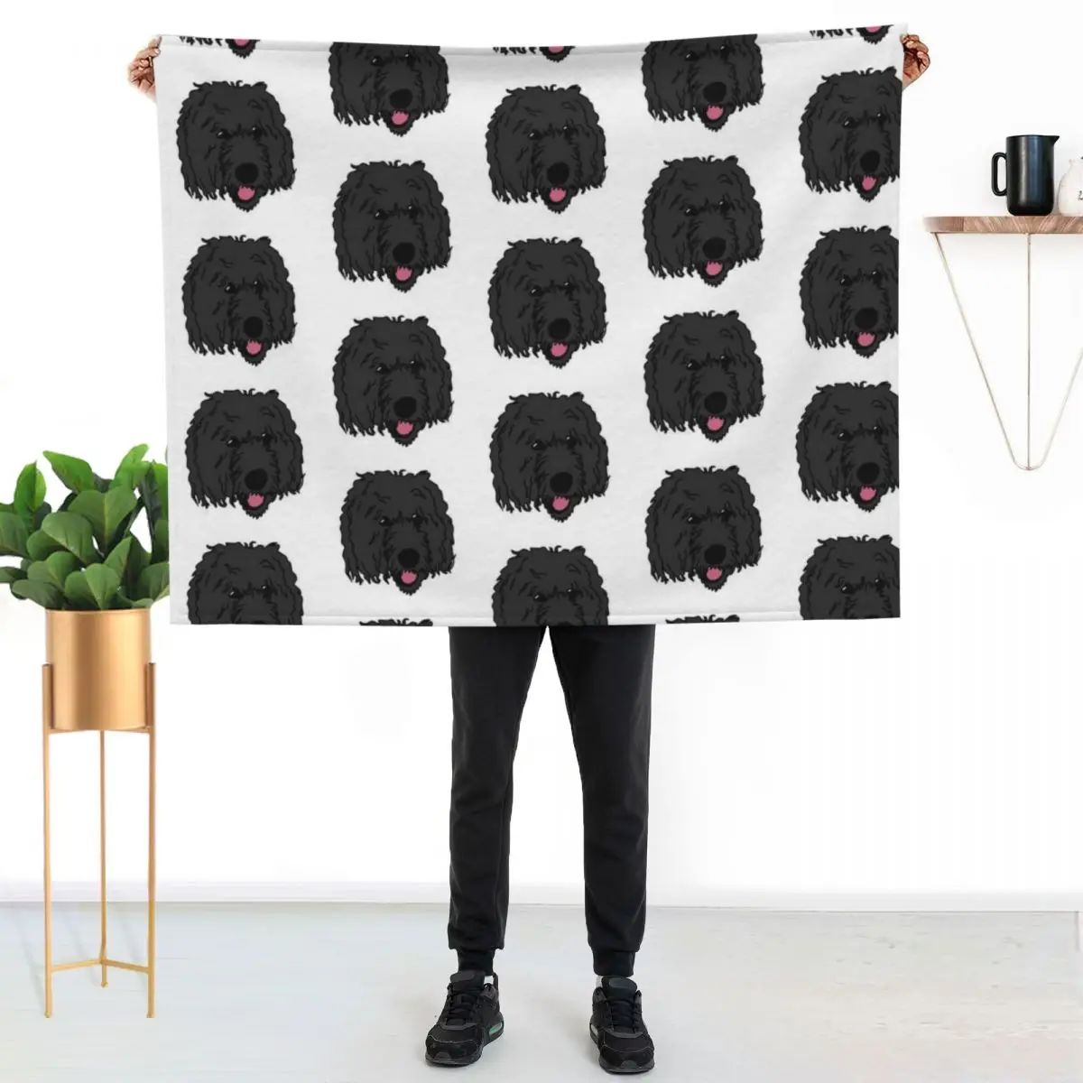 Black BerneDoodle Labra doodle Dog Perro Throw Blanket Shaggy Furry Soft Blanket for Bedroom Living Room