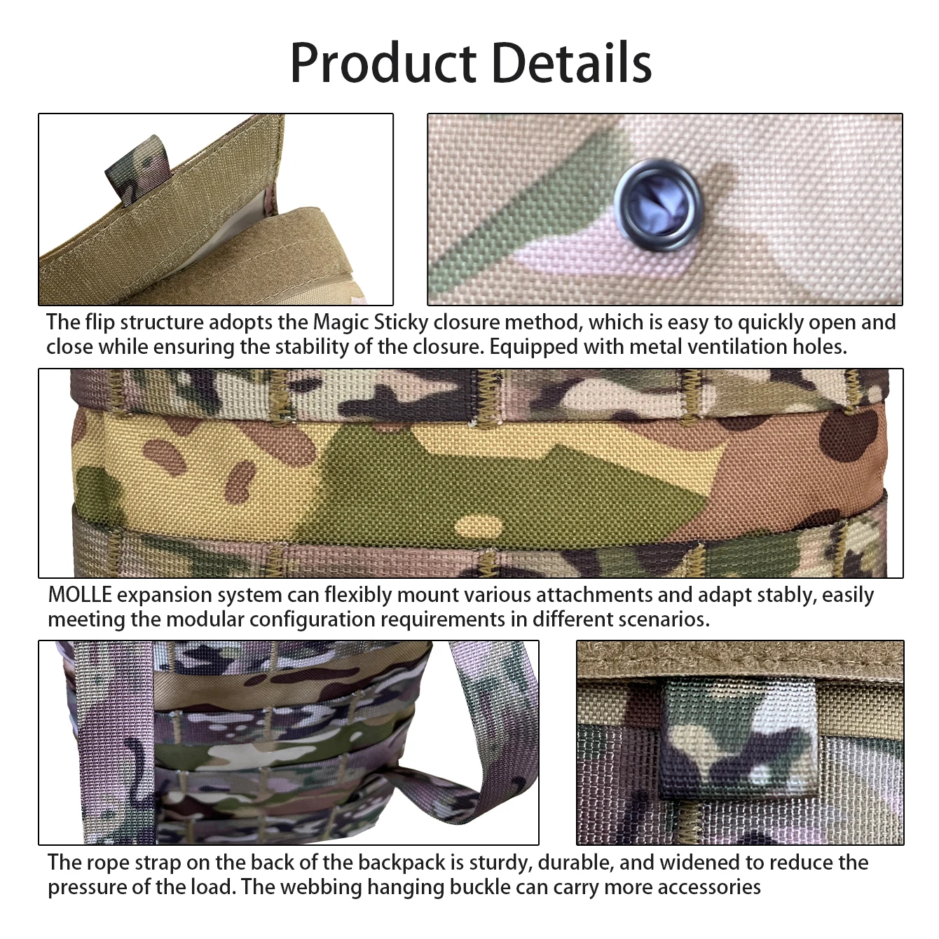 Molle-Erweiterungssystem, Mehrzweck-Rucksack mit weichem Wasserbeutel, Zubehörpaket für Bergsteigen im Freien – Detail 4