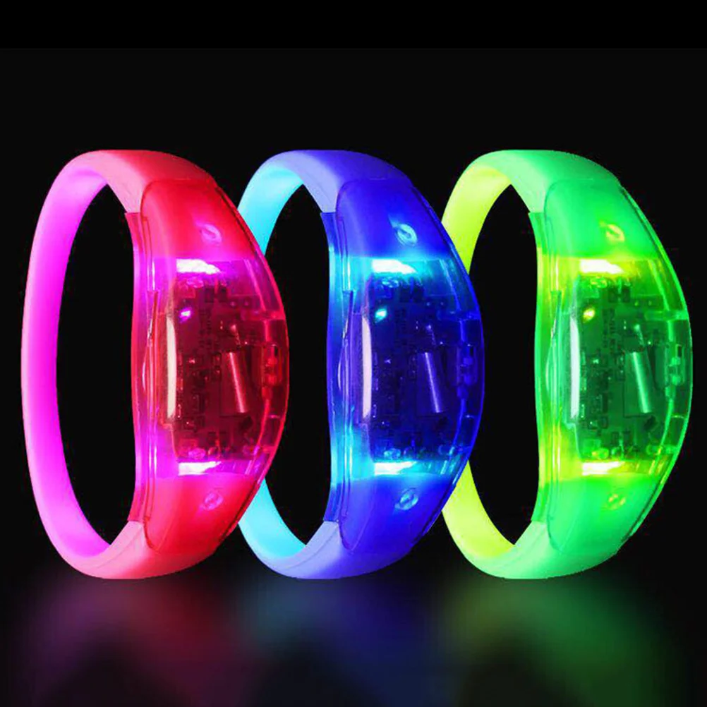 

10pcs LED Light up Bracelet Activated Glow Flash Silicone Bangle for Festival Party(Sound Controlled,Color Randomization)