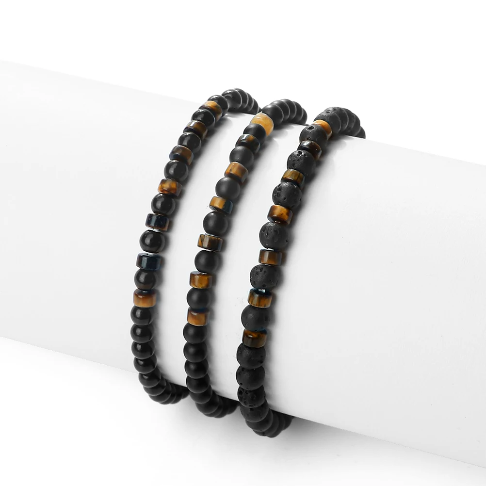 4mm Natural Stone Bracelets for Men Women Elastic Bangles Volcanic Rock Beaded Bracelet Charm Yoga Energy Jewelry Friends Gift