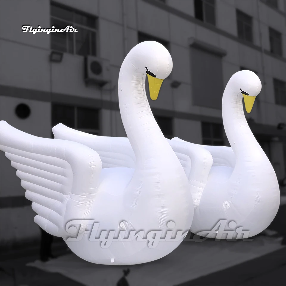 Large White Inflatable Swan Balloon Animal Model With Long Neck For Zoo And Park Decoration