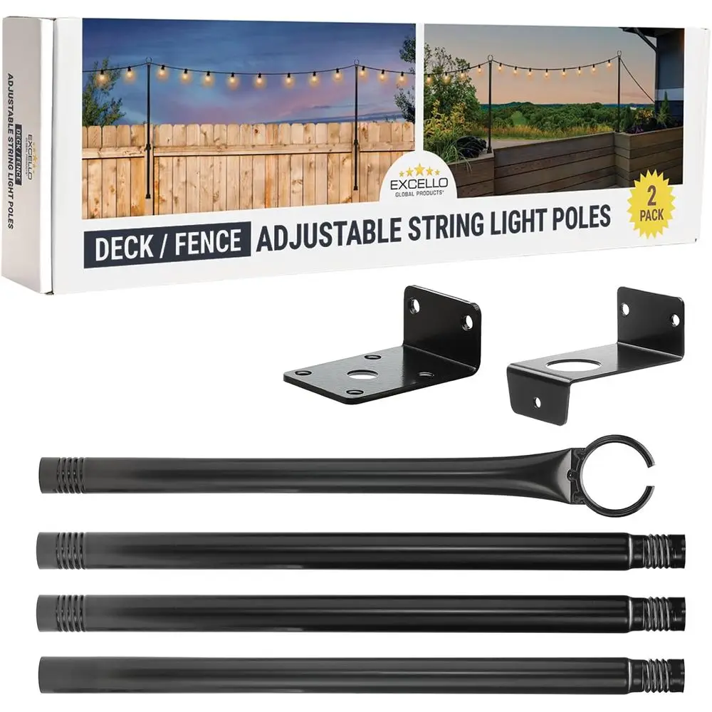 

2 Pack o 5.3' Deck/ence String Light Poles