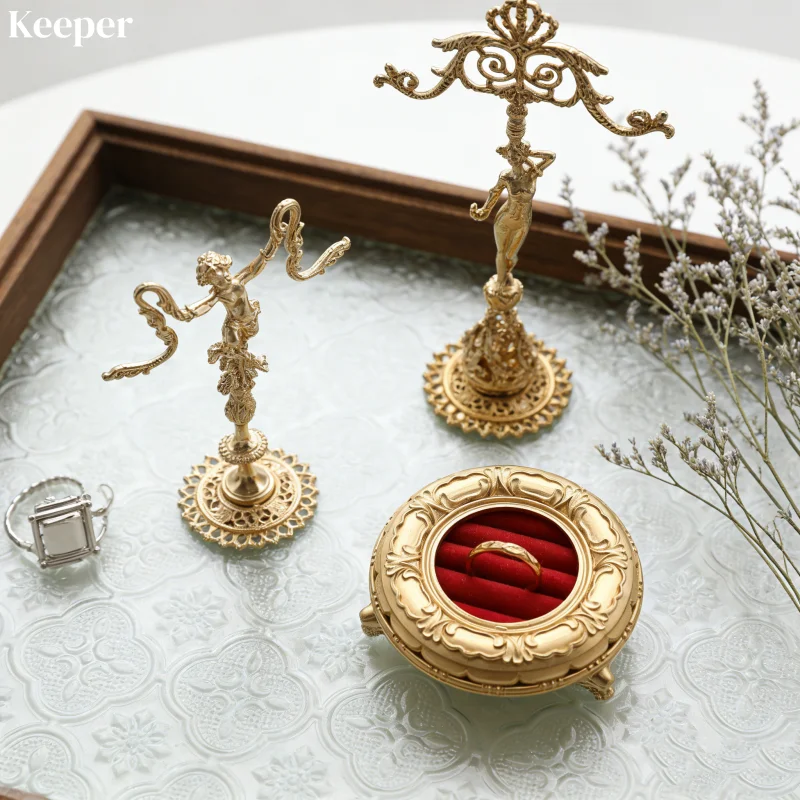 

Creative Jewelry Display Stand for Vanity, Necklace Holder with Ring Tray & Earring Rack, Bedroom Organizer & Home Decor Prop