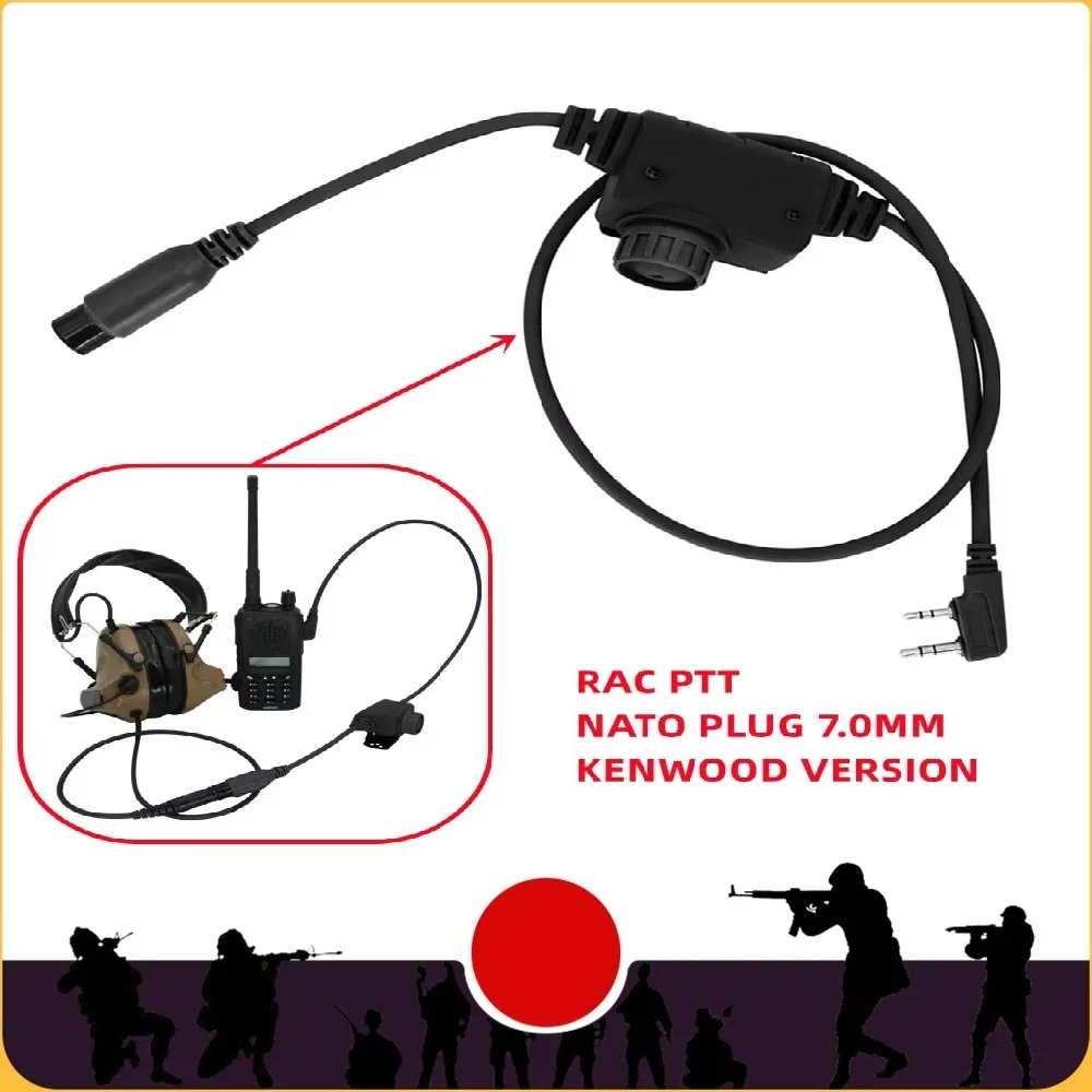 

Тактический U94 Ptt RAC Ptt Kenwood Plug для Baofeng UV5R UV82 для гарнитуры PELTO COMTA Airsoft Наушники для стрельбы Гелевые наушники