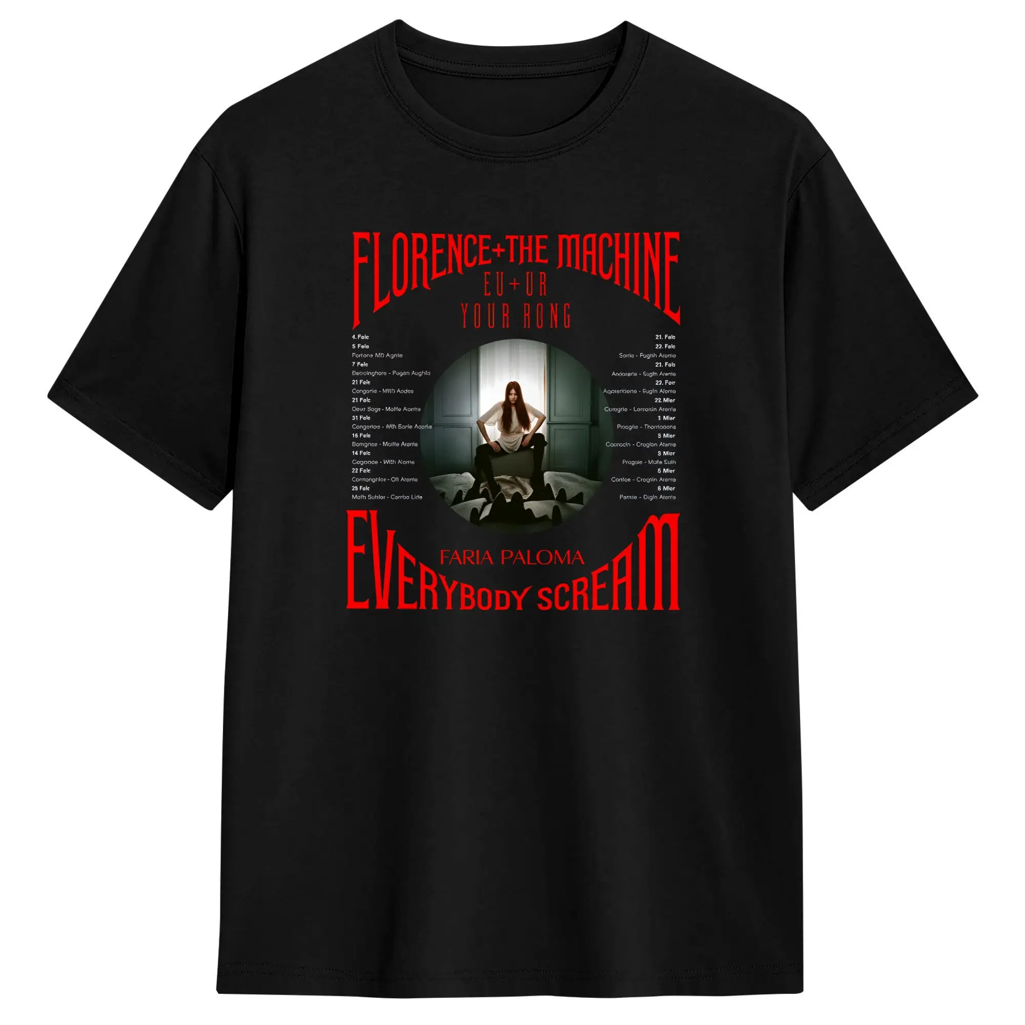 Men's Florence + The Machine Everybody Scream Tour T Shirts Pure Cotton Clothes Awesome Short Sleeve Tee Shirt Plus Size T-Shirt
