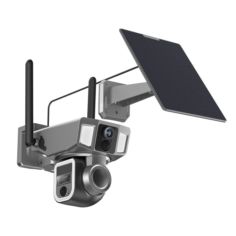 Solar Three Lens Linkage Camera WIFI/4G Dual-compatible Powered Outdoor Solar Camera Y7A Sim Card Solar Camera