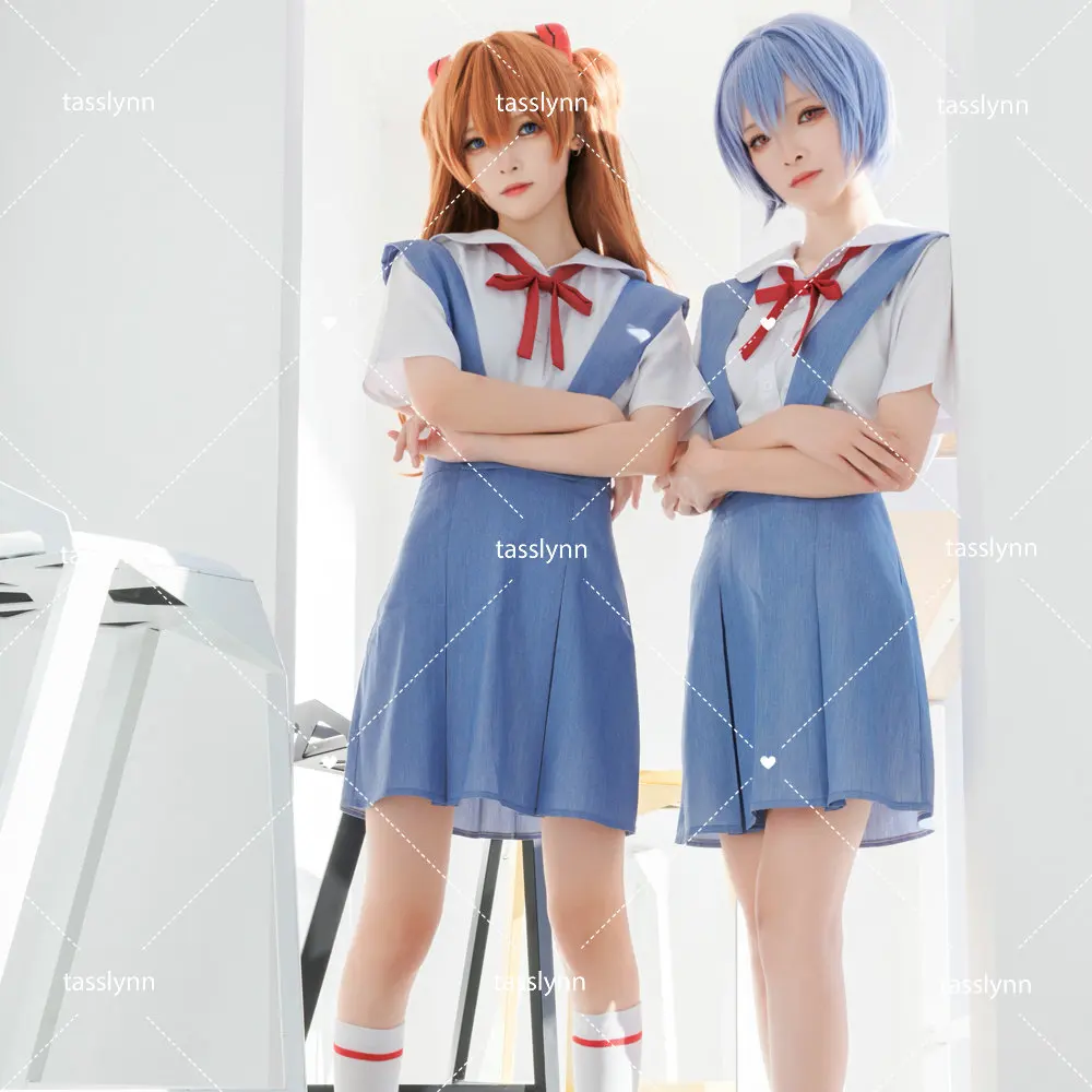 Original Blue JK Dress Asuka Langley Soryu  Ayanami Rei Cosplay Ayanami Rei Sweet Dress for  Women Halloween Costume