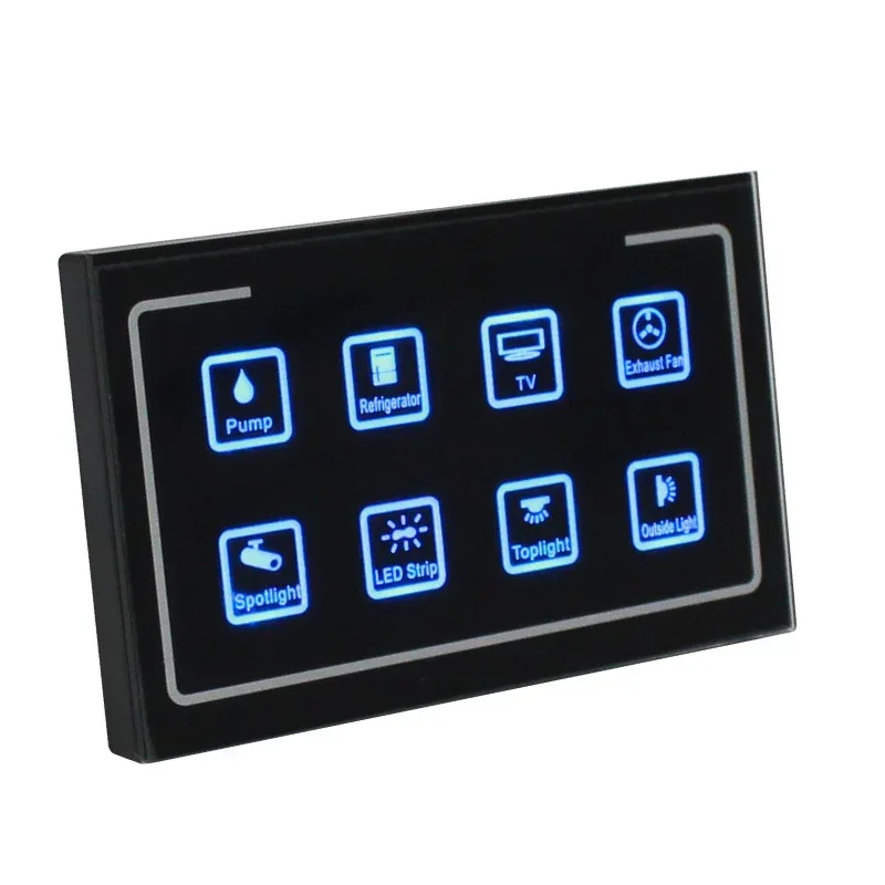 Dotykowy Panel sterowania Bluetooth 12/24V przyczepa kempingowa RV zmodyfikowana 8-kierunkowa kontrola ubezpieczenia wyświetlacz samochodowy Panel sterowania przełącznikiem