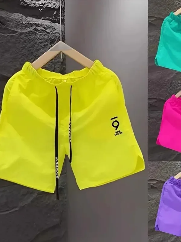 

Ice Silk Qui Dry orts Men's Trendy Embroidered Summer Dopane Sports Five-Quarter Loose Outerwear Big Boxer ...